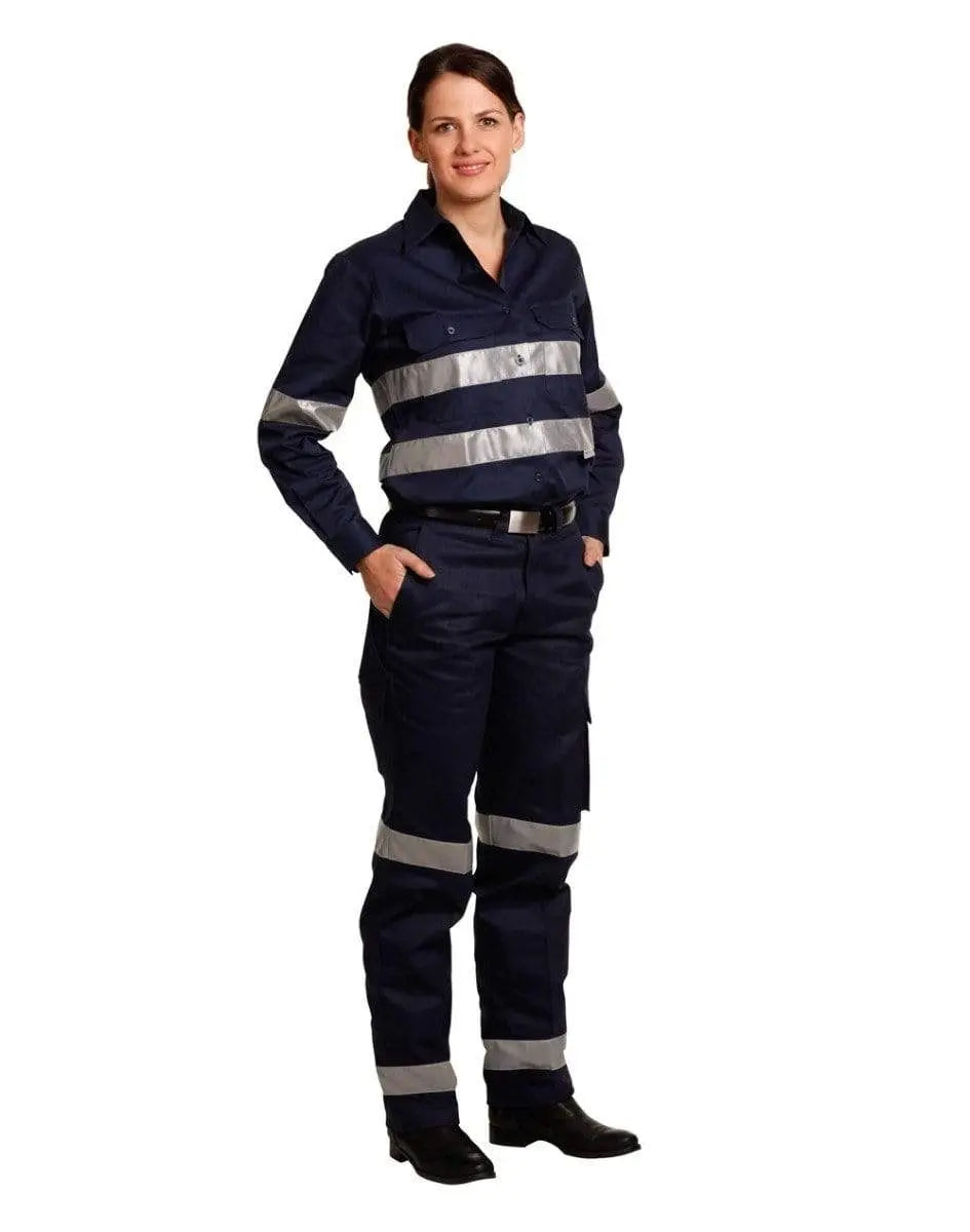 Ladies' Heavy Cotton Drill Cargo Pants With 3m Tapes WP15HV Work Wear Australian Industrial Wear